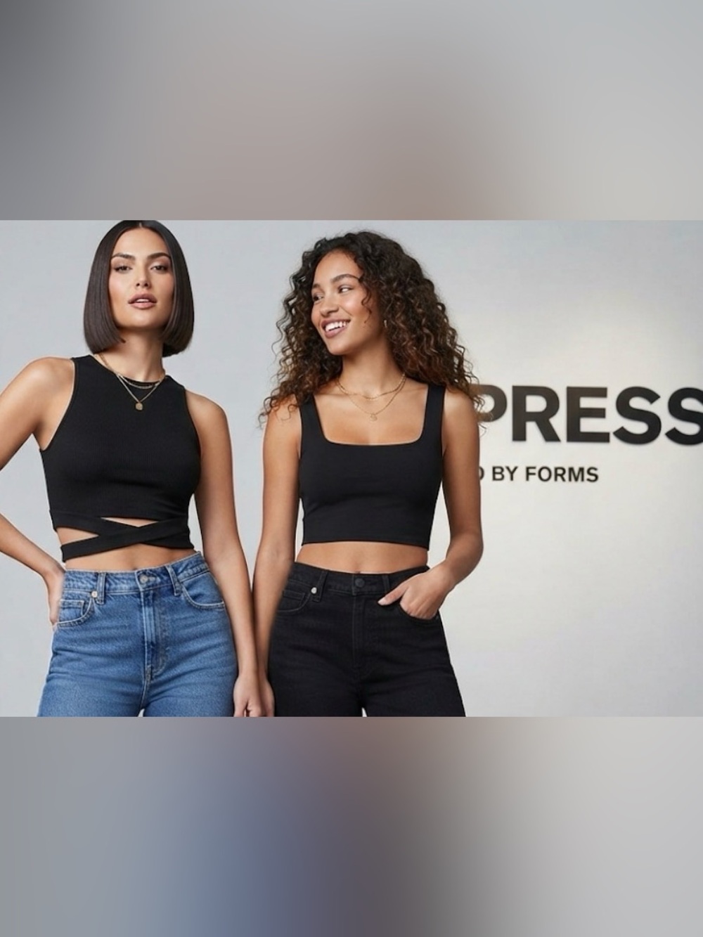 Lot of 2 authentic Express Body Contour black crop tops sz M